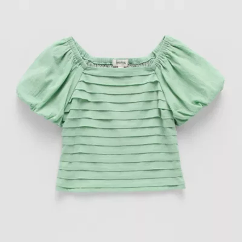 Speechless Big Kid Girls Square Neck Short Sleeve Blouse