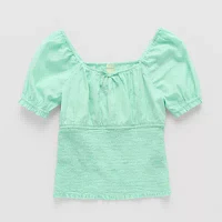 Thereabouts Little & Big Kid Girls Square Neck Short Sleeve Blouse