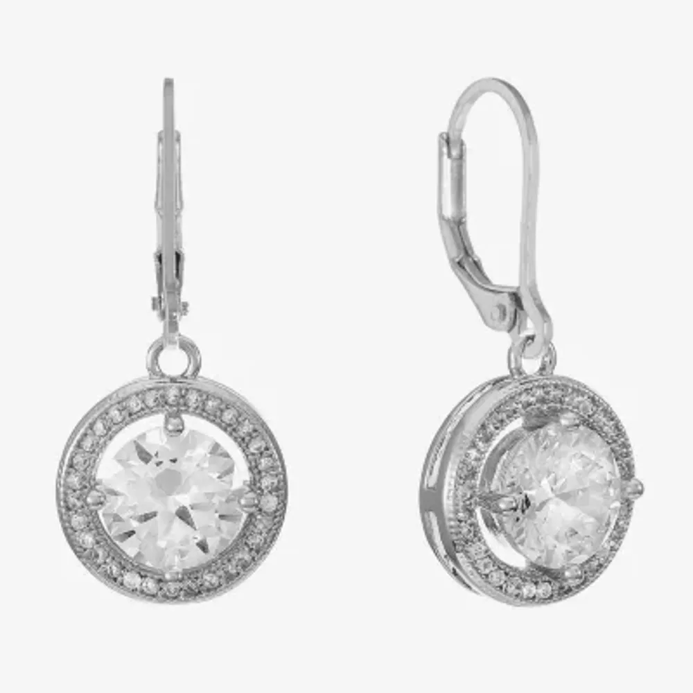 Monet Jewelry Timeless Silver Tone Womens Cubic Zirconia Round Drop Earrings