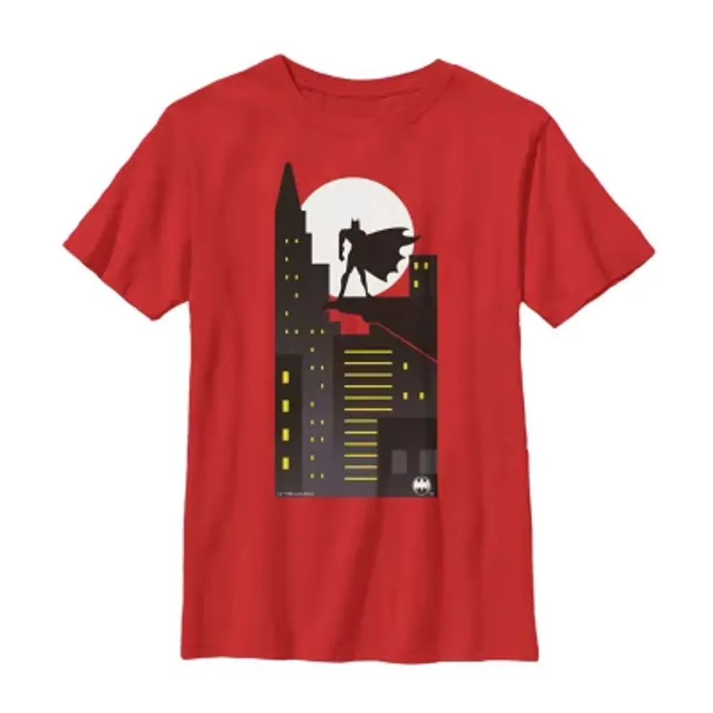 Little & Big Kid Boys Crew Neck Short Sleeve Regular Fit Batman Graphic T-Shirt