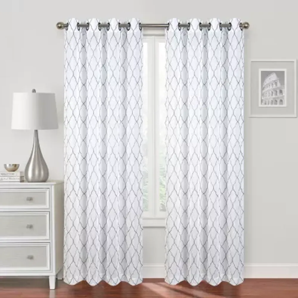 Regal Home Bayview Grommet Top Embroidered Sheer Single Curtain Panel