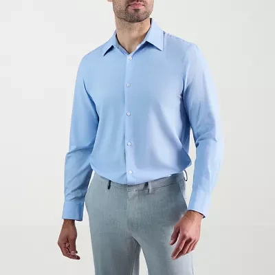 Haggar Smart Wash Mens Slim Fit Easy Care Long Sleeve Dress Shirt