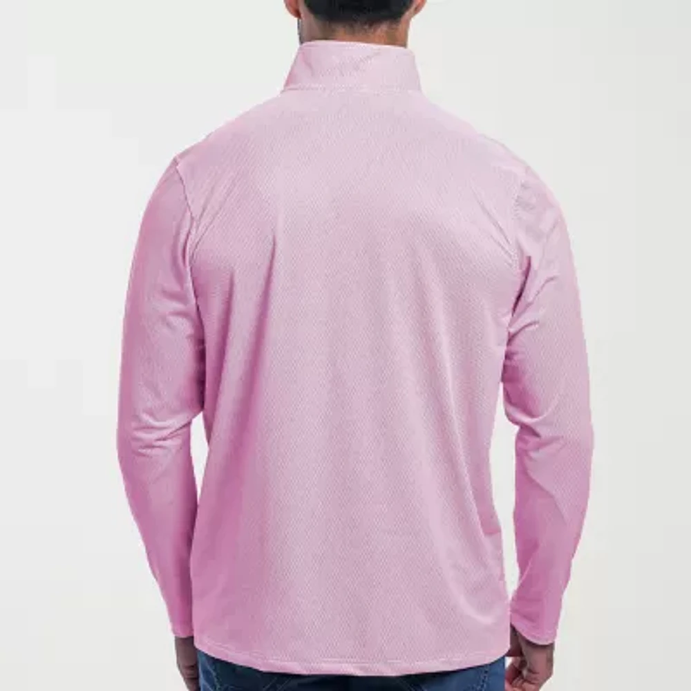 Antigua Spring 2025 Mens Mock Neck Long Sleeve Jacquard Quarter-Zip Pullover Sweater