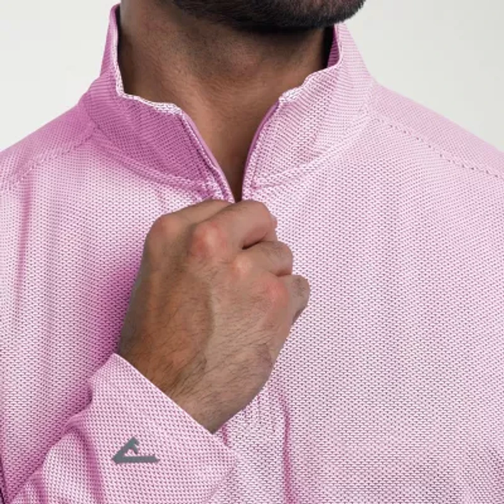 Antigua Spring 2025 Mens Mock Neck Long Sleeve Jacquard Quarter-Zip Pullover Sweater