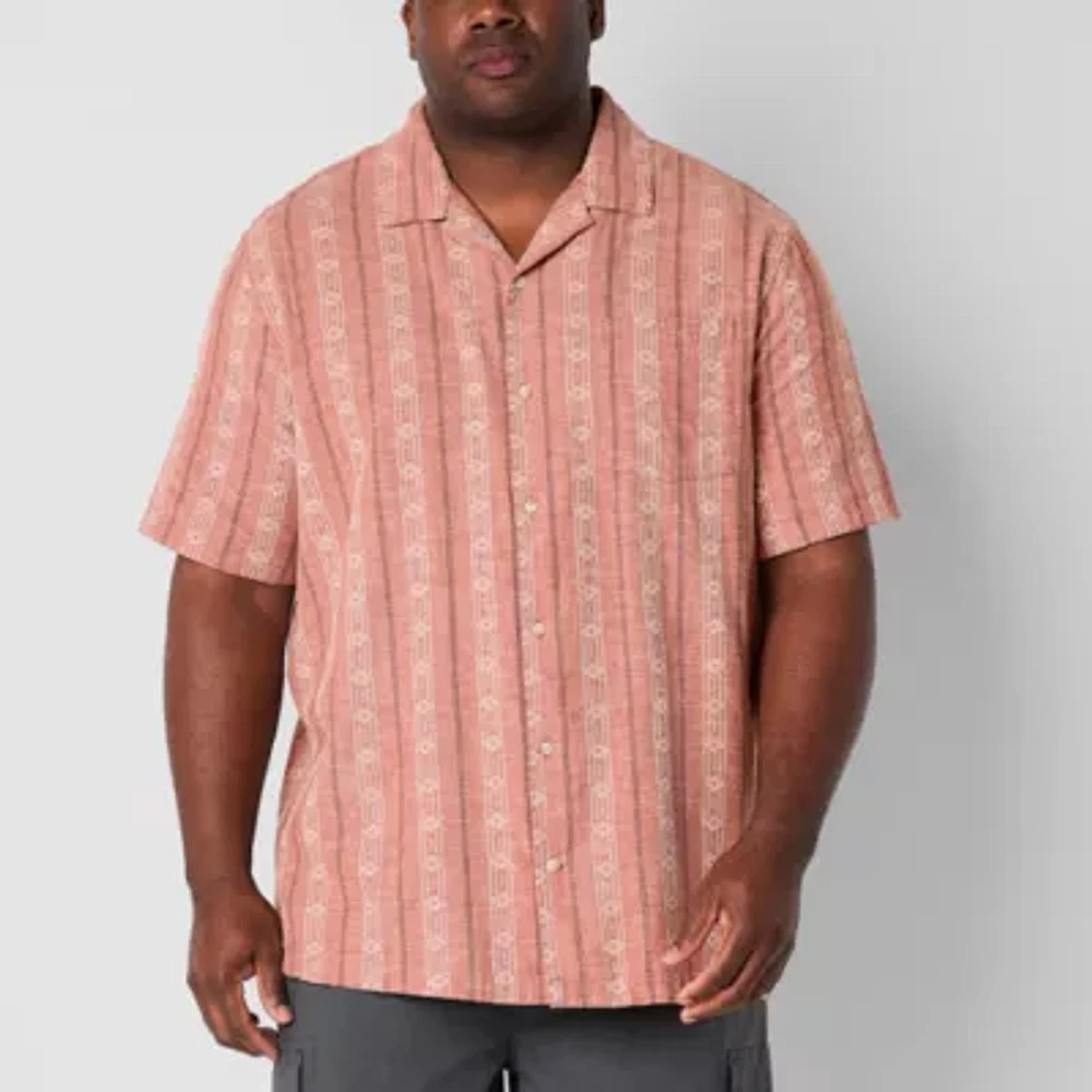 mutual weave Camp Mens Short Sleeve Drop Shoulder Classic Fit Big and Tall Button-Down Shirt