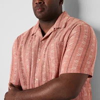 mutual weave Camp Mens Short Sleeve Drop Shoulder Classic Fit Big and Tall Button-Down Shirt