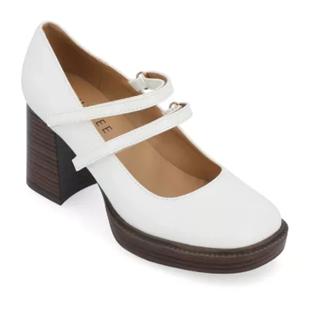 Journee Collection Shasta Womens Square Closed Toe Stacked Heel Pumps