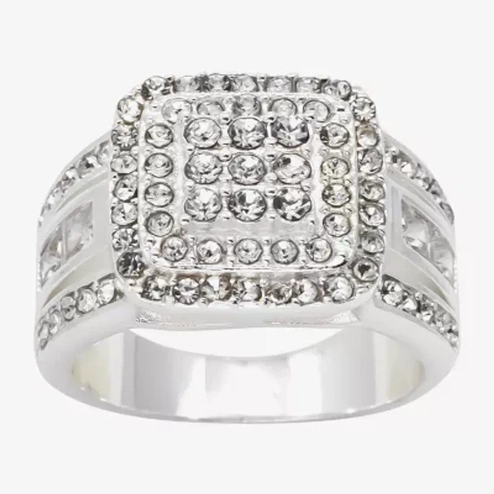 Sparkle Allure Womens Cubic Zirconia Pure Silver Over Brass Cocktail Ring