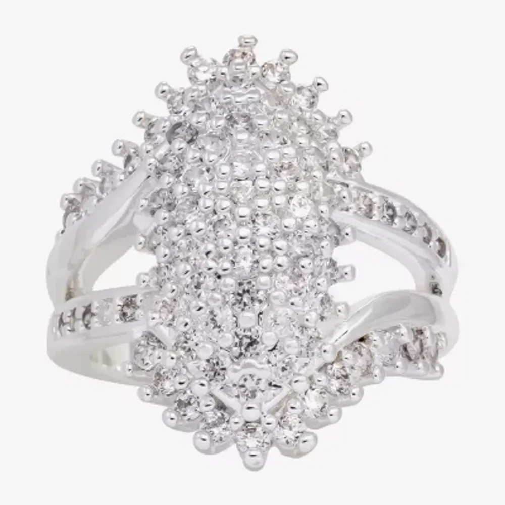 Sparkle Allure Womens Cubic Zirconia Pure Silver Over Brass Cocktail Ring