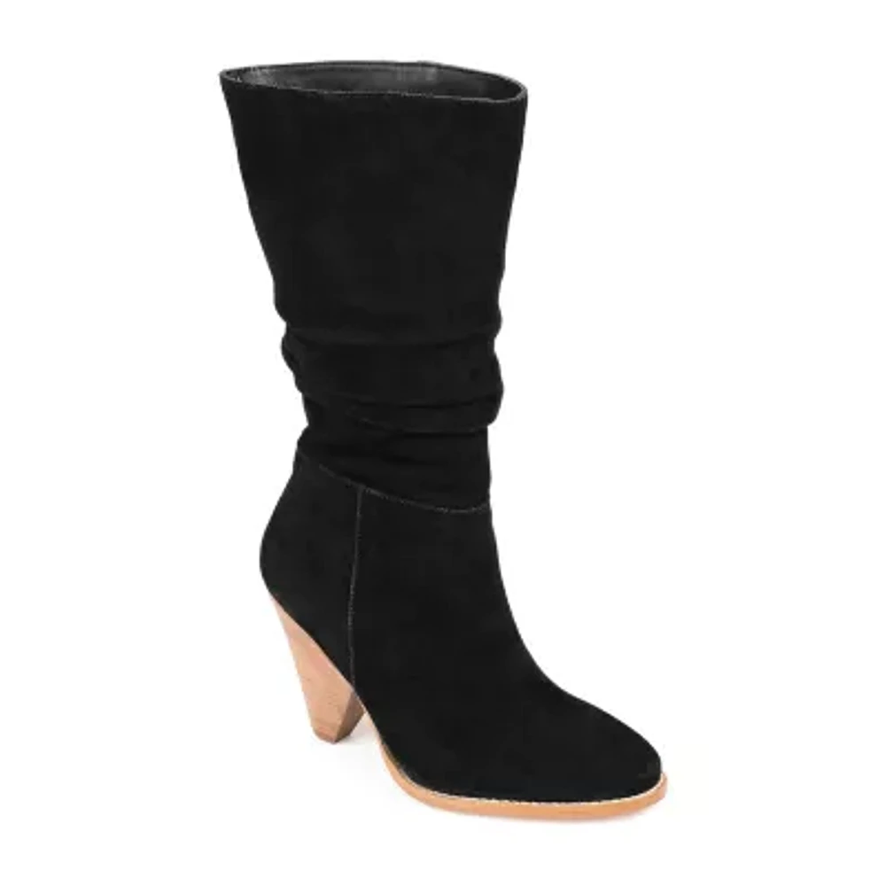 Journee Signature Womens Syrinn Stacked Heel Slouch Boots