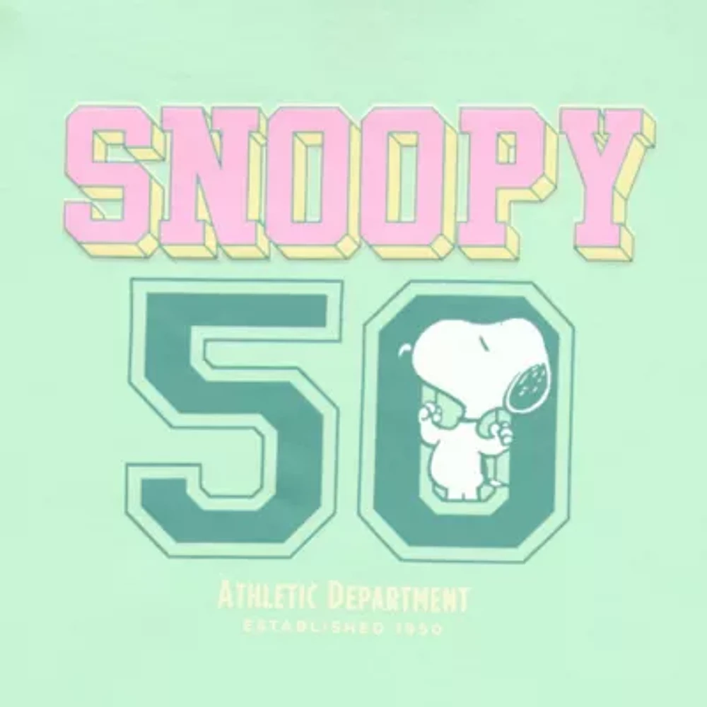 Snoopy 50th Semi Fit Tee Womens Crew Neck Short Sleeve Fitted Peanuts Juniors Graphic T-Shirt