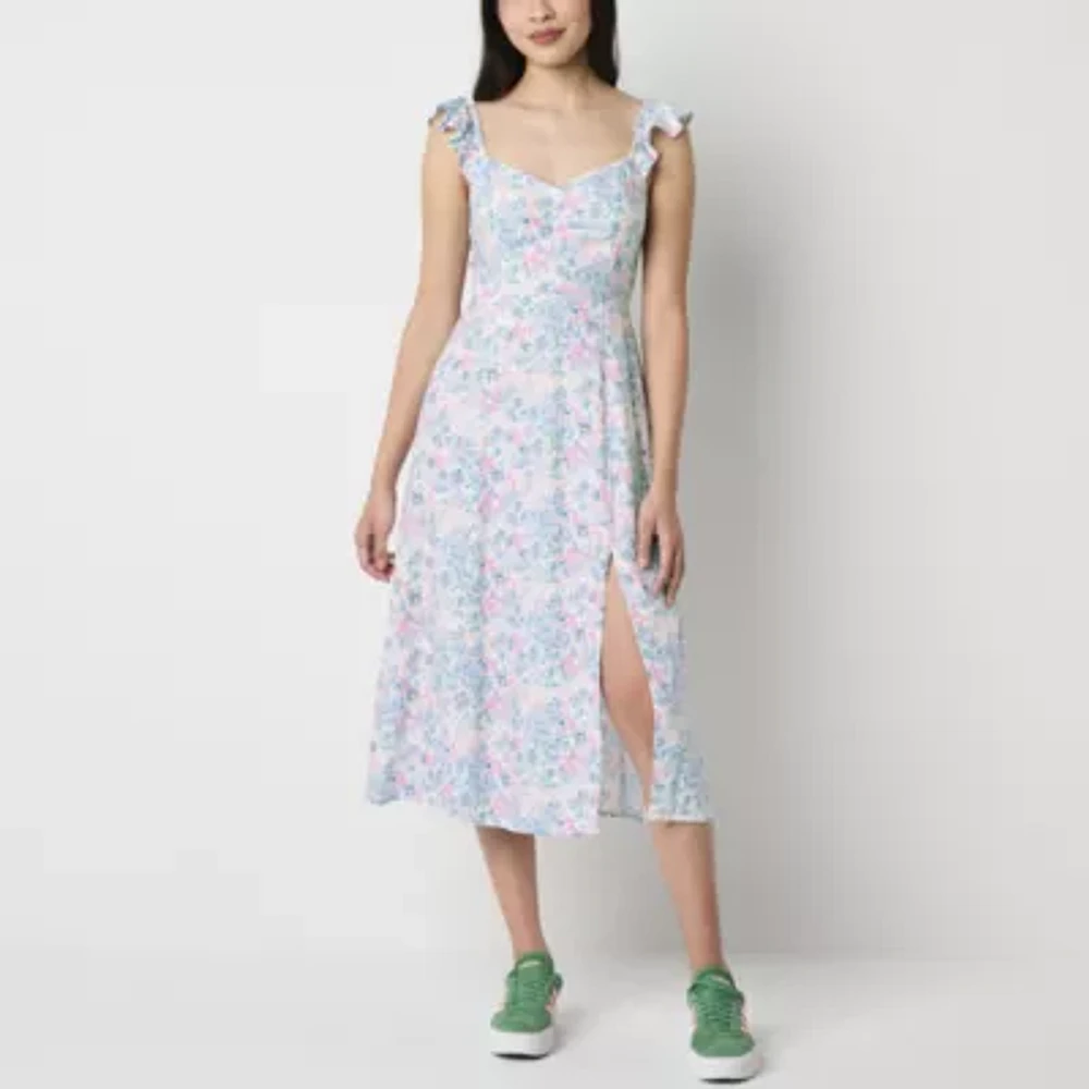 Arizona Womens Floral Midi Juniors Slip Dress