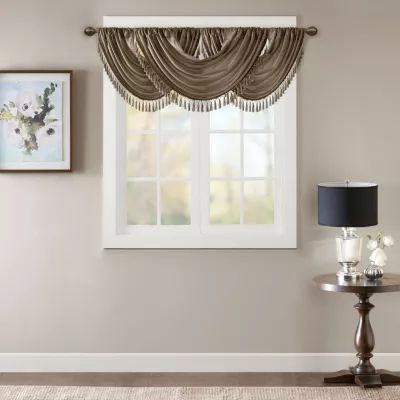 Madison Park Juline Faux Silk 38"W X 46"L Rod Pocket Waterfall Valance