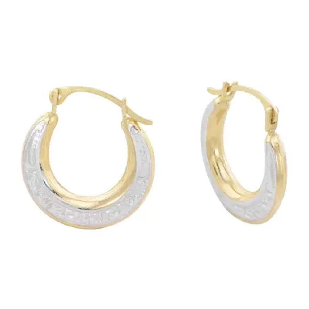 Womens 14K Two Tone Gold 13mm Round Hoop Earrings