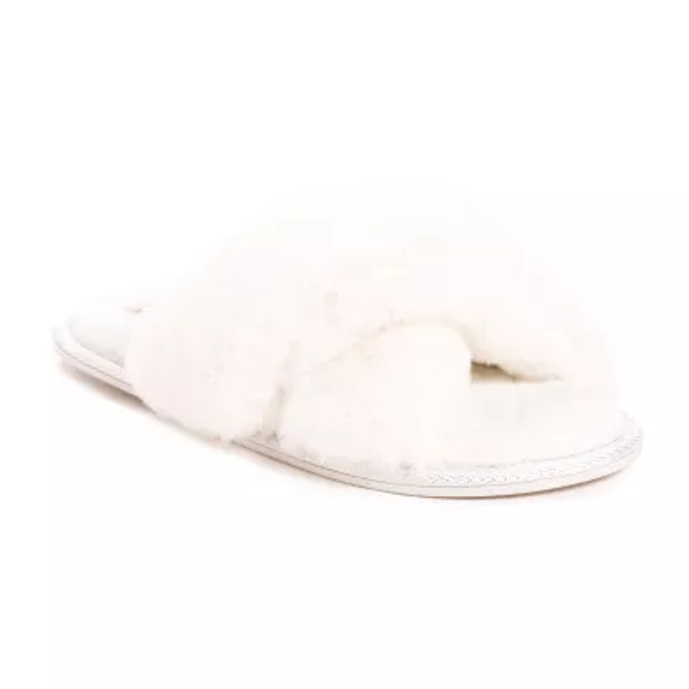 Muk Luks Perley Criss Cross Womens Memory Foam Slip-On Slippers