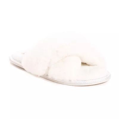 Muk Luks Perley Criss Cross Womens Memory Foam Slip-On Slippers