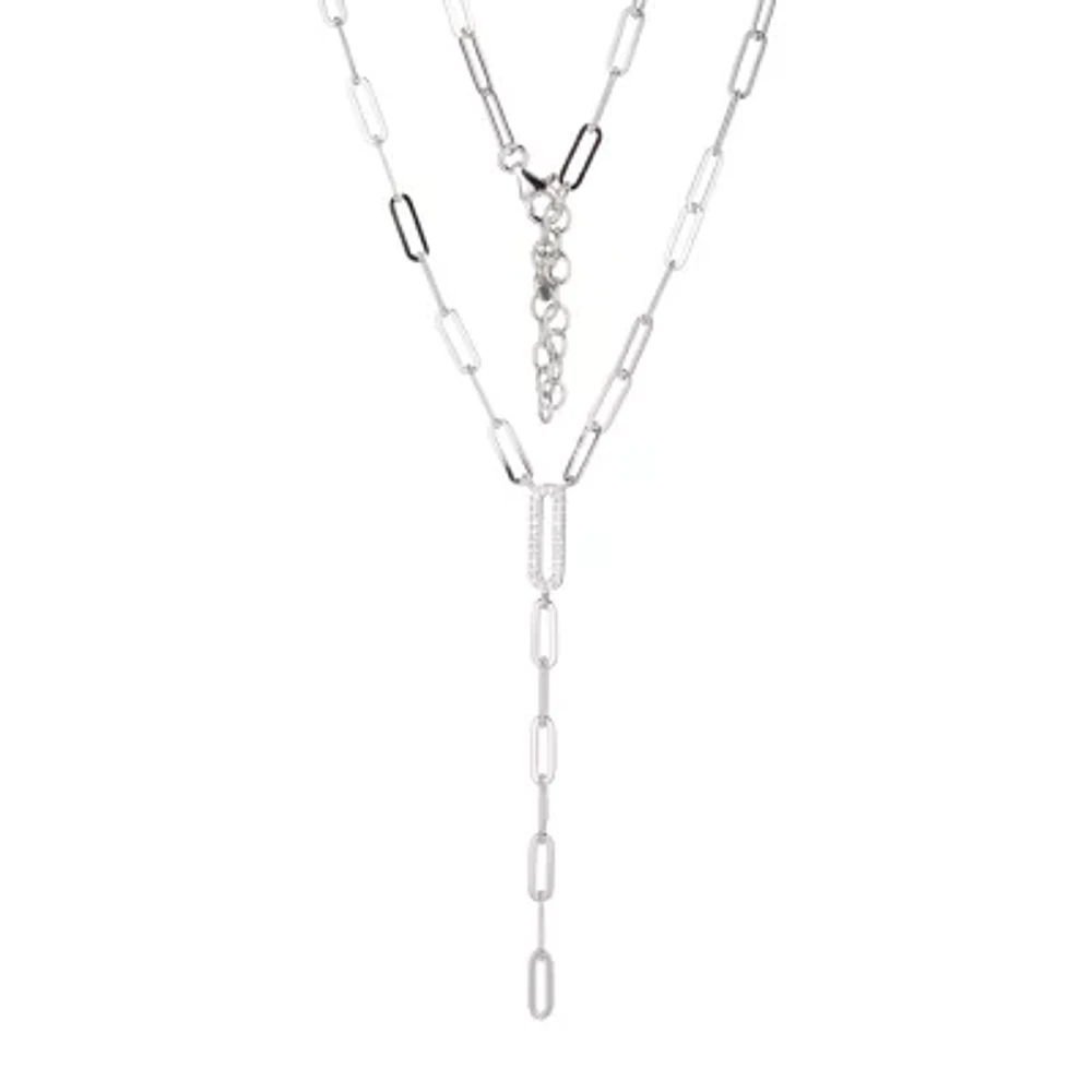 Paris 1901 By Charles Garnier Womens White Cubic Zirconia Sterling Silver 18 Inch Y Necklace