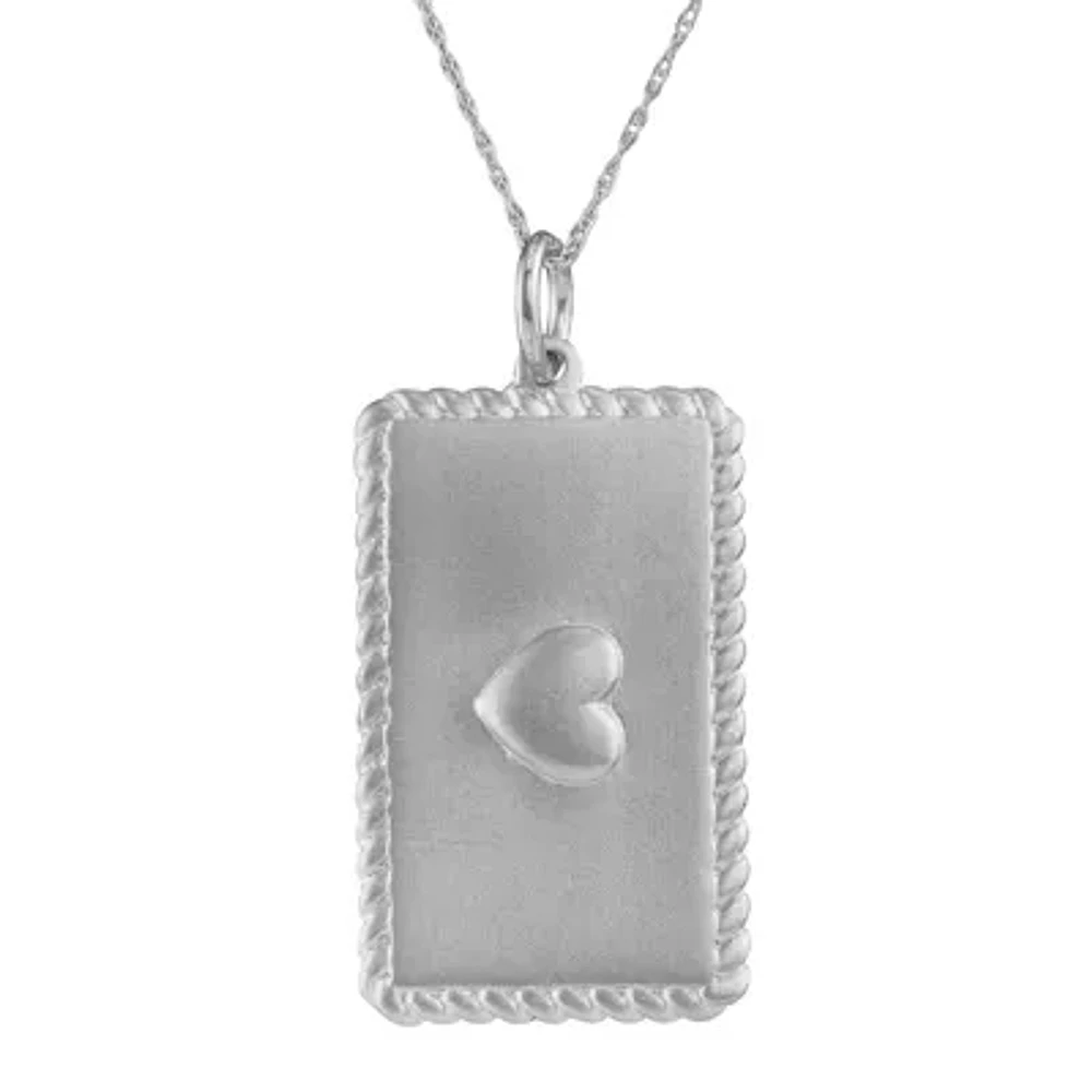 Personalized Sterling Silver Rectangular Puffed Heart Pendant Necklace