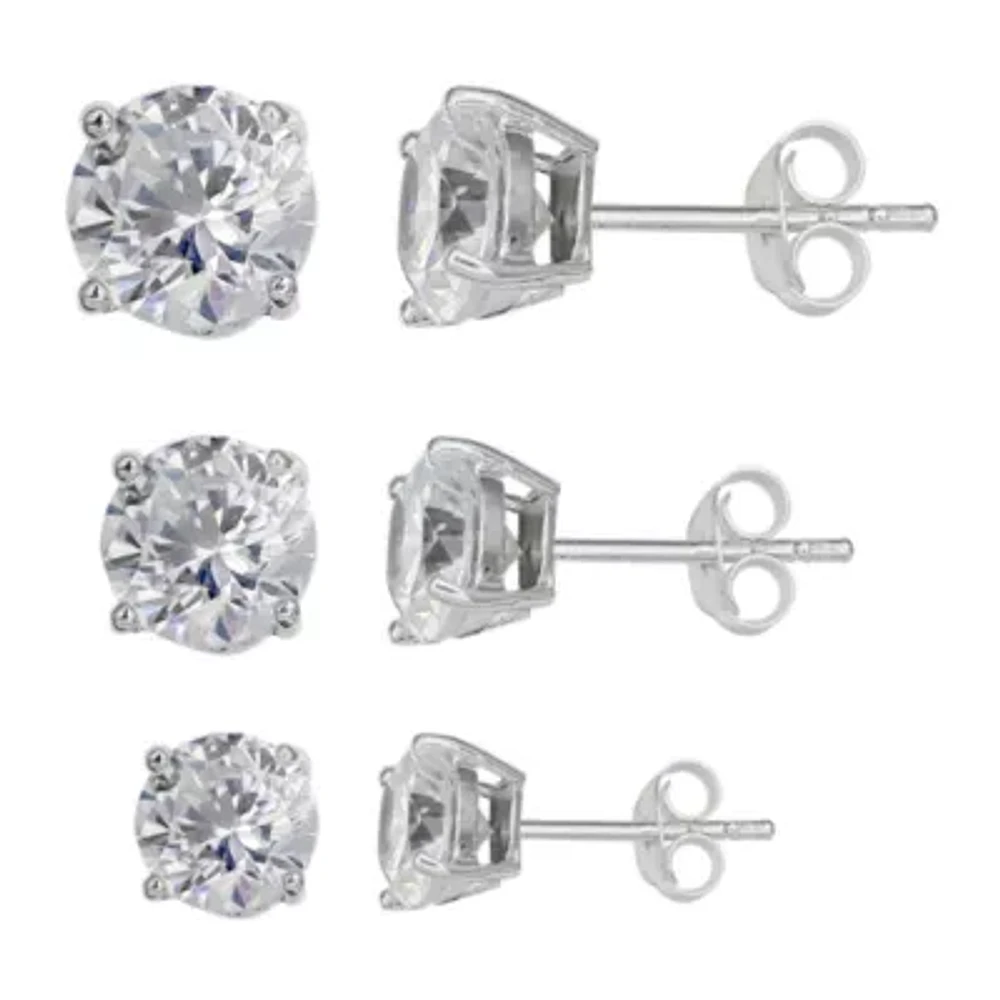 Silver Treasures Womens 3 Pair Earring Set