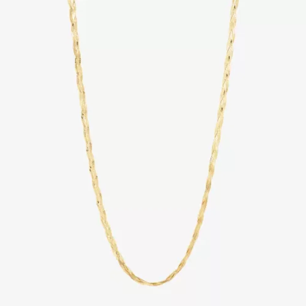 Made in Italy Unisex Adult 10K Gold 18 Inch Herringbone Chain Necklace