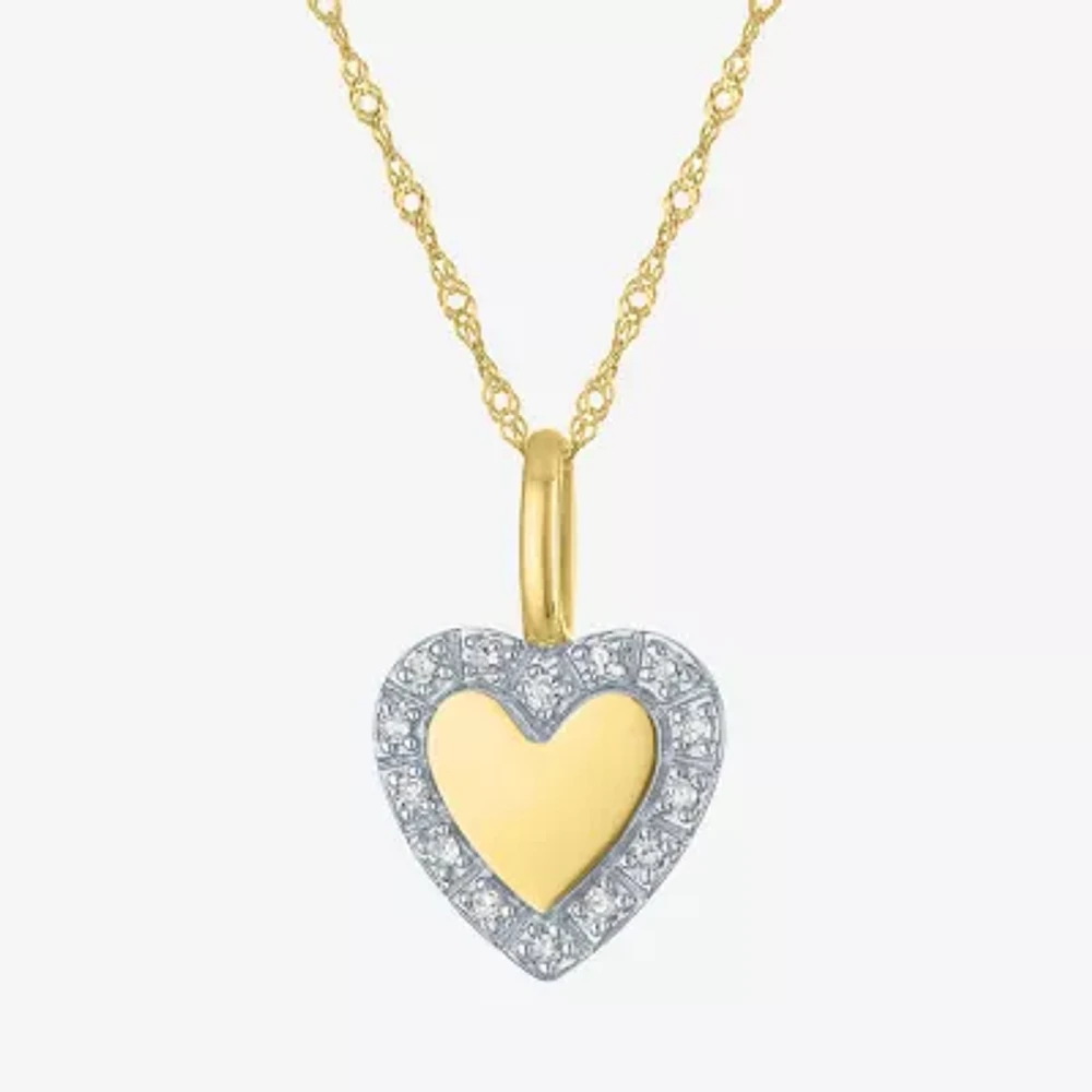 G-H/I1-I2) Womens Diamond Accent Lab Grown White Diamond 10K Gold Heart 18 Inch Pendant Necklace