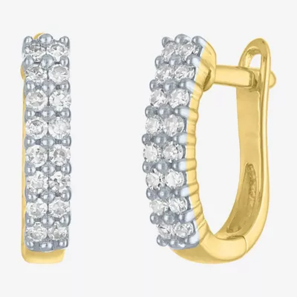 (G-H / I1-I2) Womens 1/3 CT. T.W. Lab Grown White Diamond 10K Gold 13.8mm Hoop Earrings