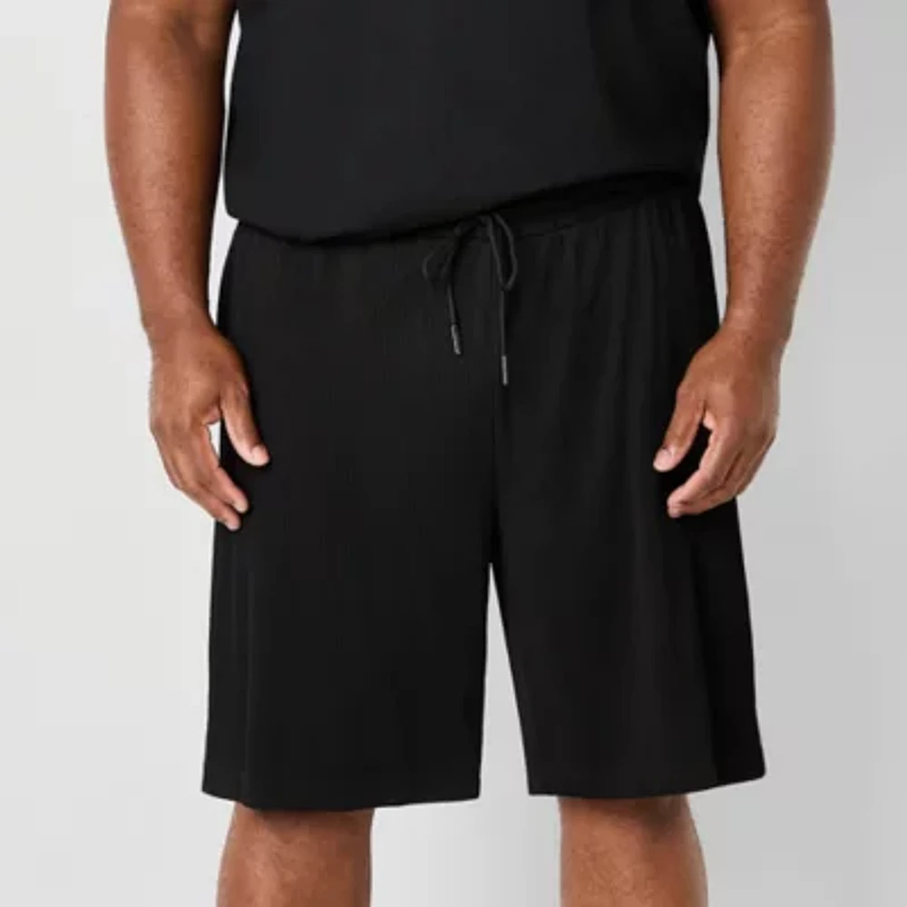 Shaquille O'Neal XLG Textured Mens 10" Mid Rise Big and Tall Drawstring Waist Soft Short