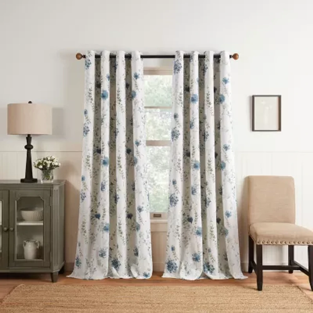 Martha Stewart Westchester Print Grommet Top Blackout Single Curtain Panel