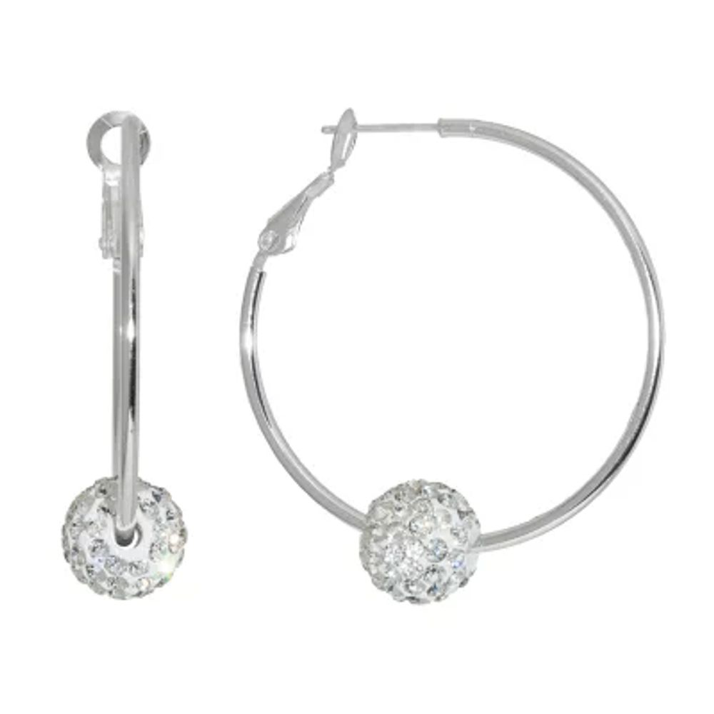 Sparkle Allure Womens Crystal 38.1mm Round Hoop Earrings