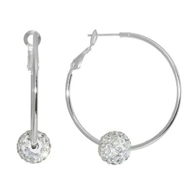 Sparkle Allure Womens Crystal 38.1mm Round Hoop Earrings