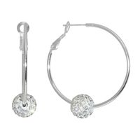 Sparkle Allure Womens Crystal 38.1mm Round Hoop Earrings