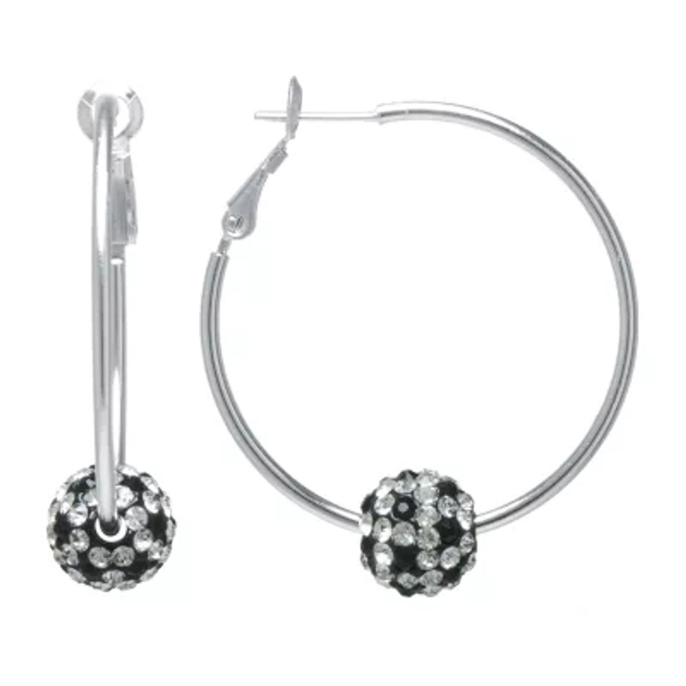 Sparkle Allure Womens Crystal 38.1mm Round Hoop Earrings