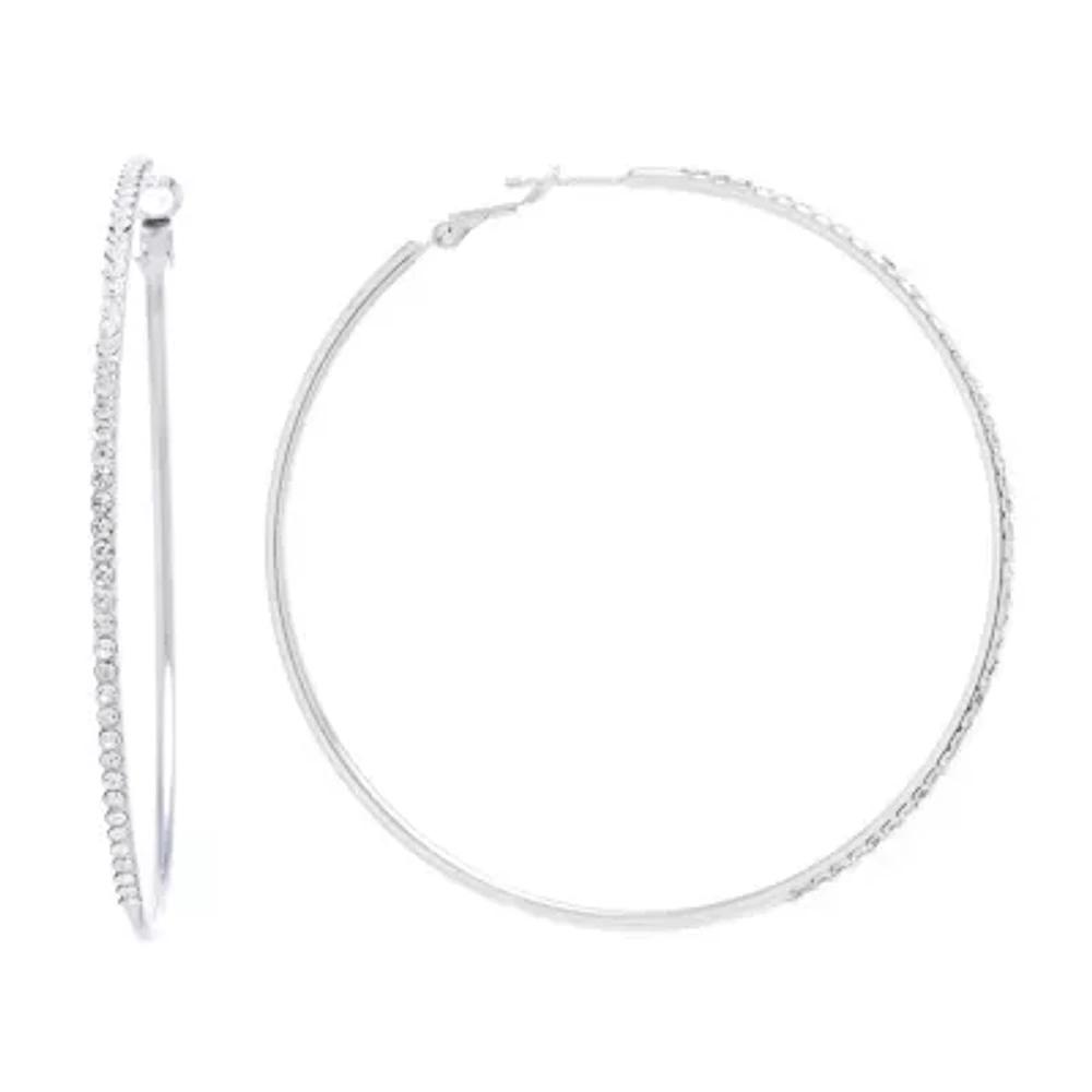 Sparkle Allure Womens Crystal 70mm Round Hoop Earrings