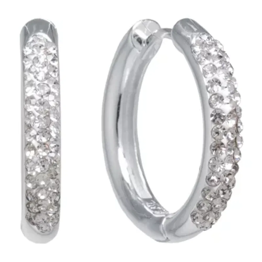 Sparkle Allure Womens Crystal 20mm Round Hoop Earrings