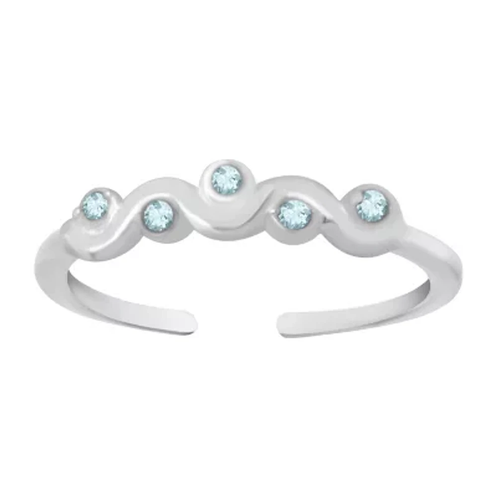 Itsy Bitsy Blue Crystal Sterling Silver Hypoallergenic Adjustable Toe Ring