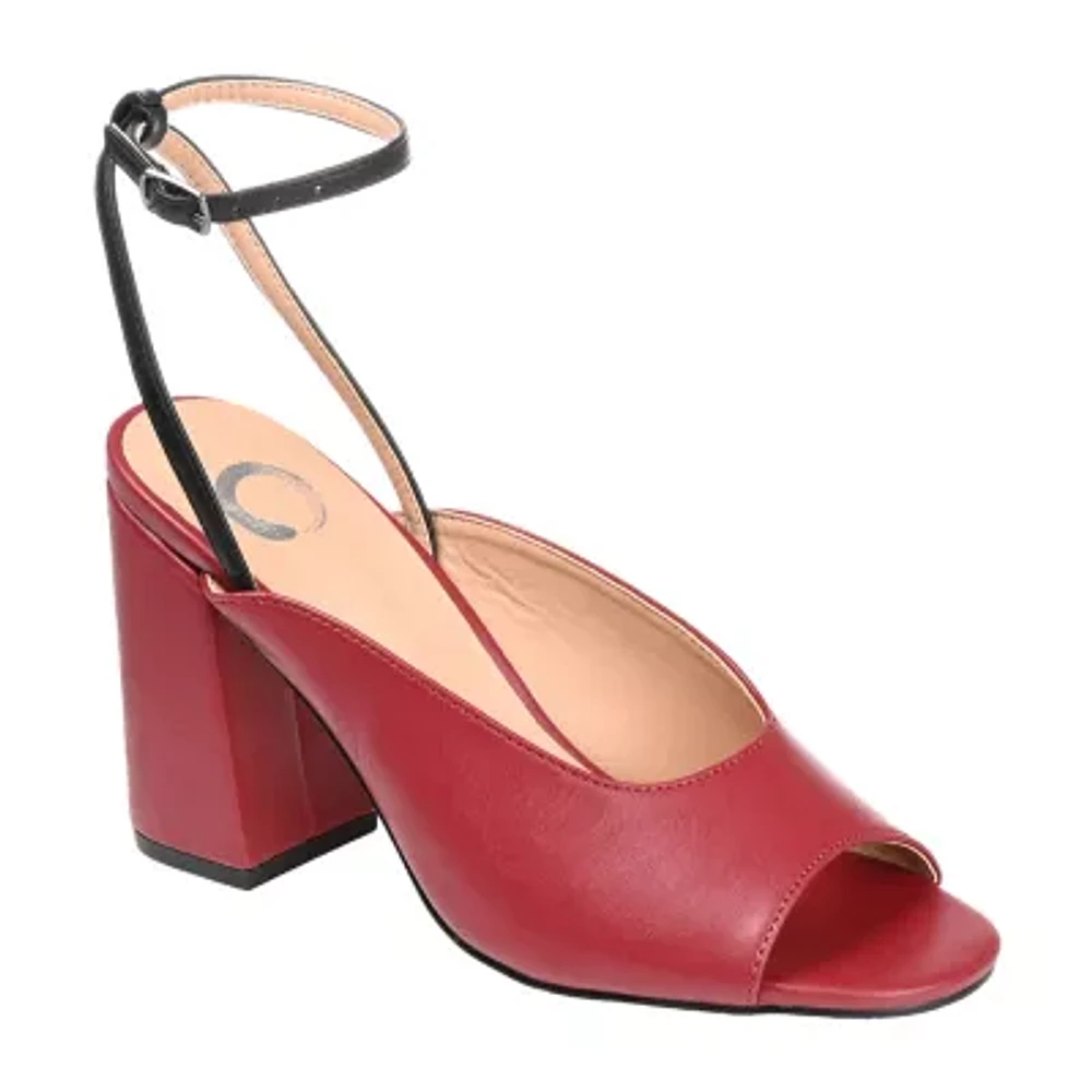Journee Collection Calypso Womens Round Open Toe Block Heel Pumps