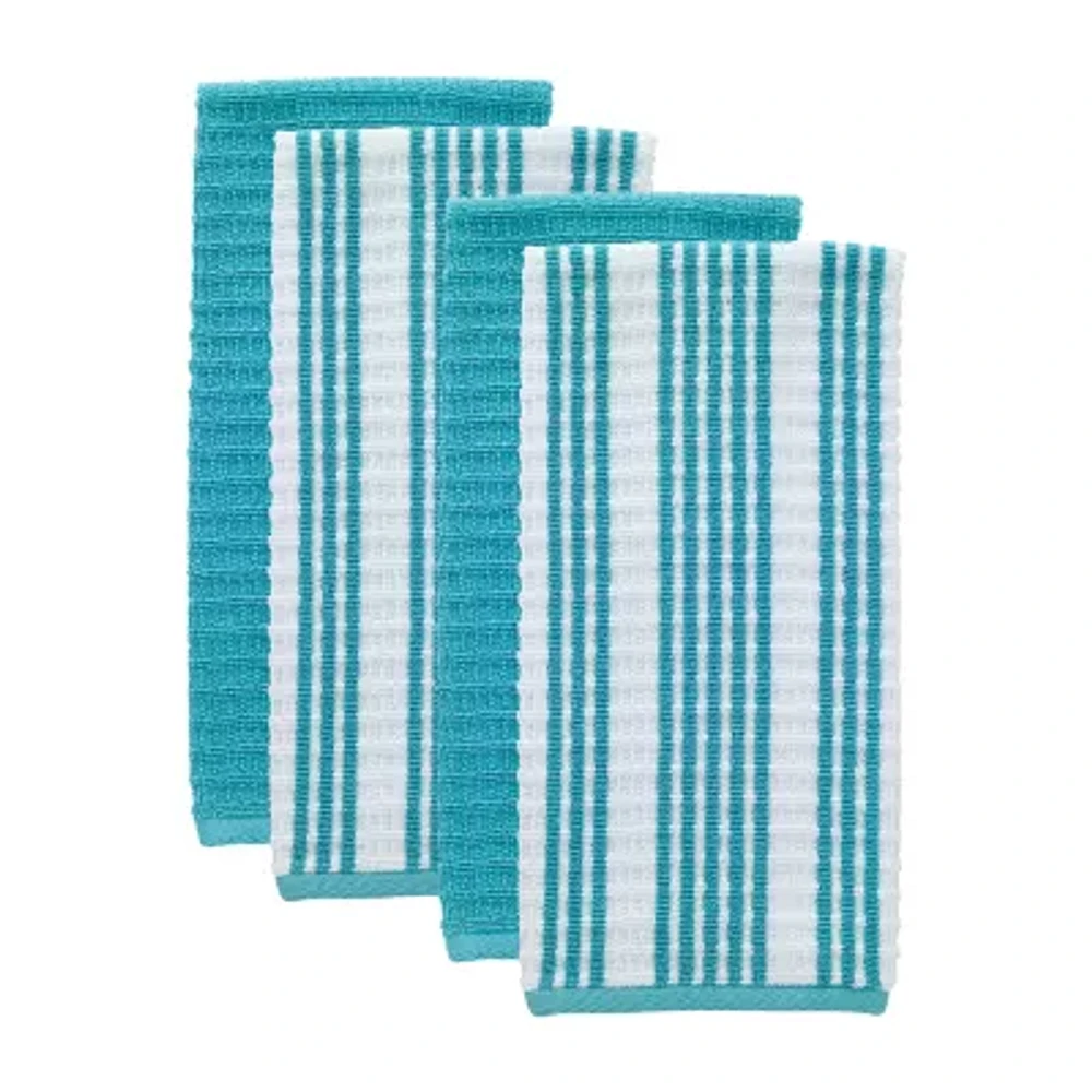 T-Fal Solid and Stripe Waffle 4-pc. Kitchen Towel Set