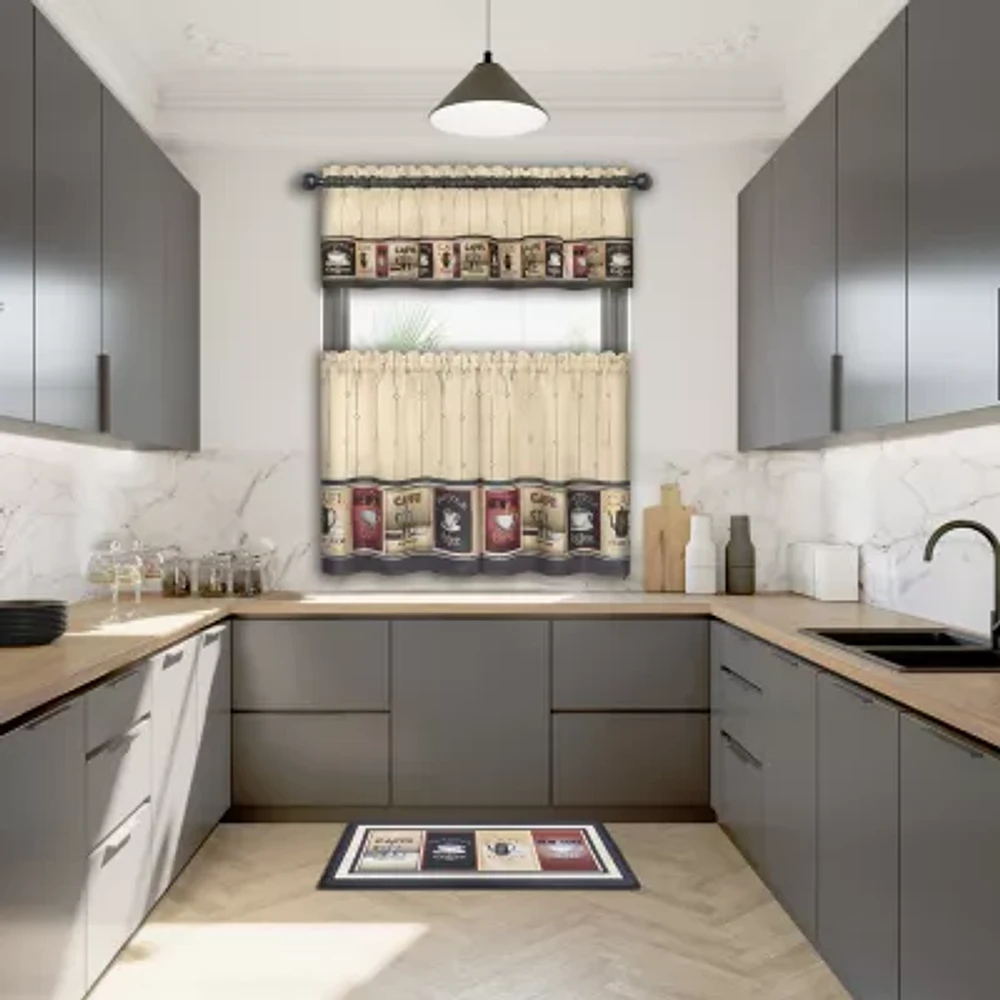 Achim Cozy Cafe 3-pc. Rod Pocket Kitchen Curtains & Drapes Window Set