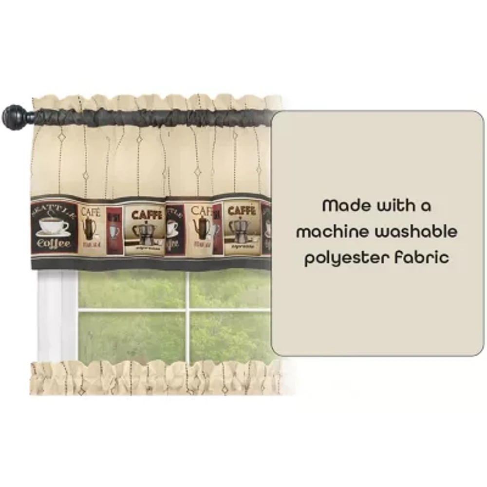 Achim Cozy Cafe 3-pc. Rod Pocket Kitchen Curtains & Drapes Window Set