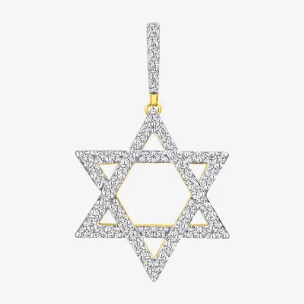 "Star Of David" Mens 3/4 CT. T.W. Natural White Diamond 10K Gold Star Pendant