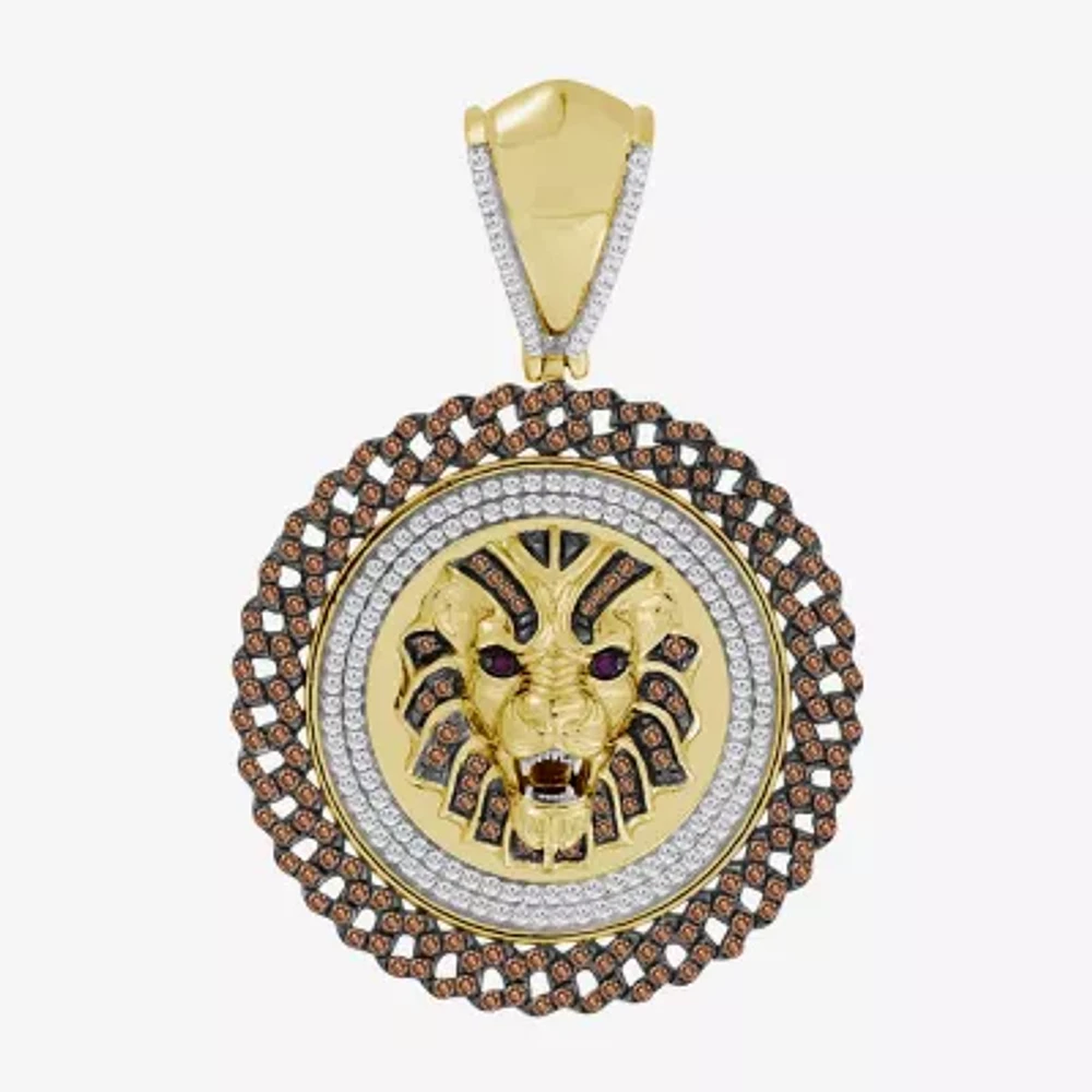"Lion" Mens 1 1/4 CT. T.W. Natural Champagne Diamond 10K Gold Pendant