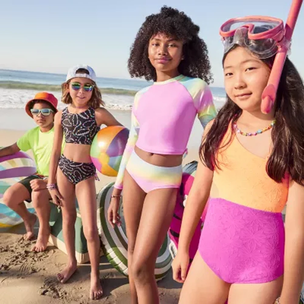 Thereabouts Little & Big Kid Girls Tie Dye Rash Guard Set