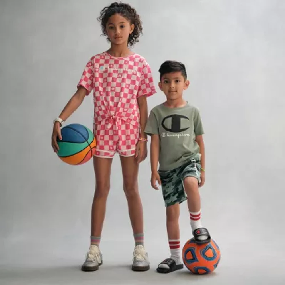 Champion Big Kid Girls Crew Neck Short Sleeve Loose Fit Graphic T-Shirt