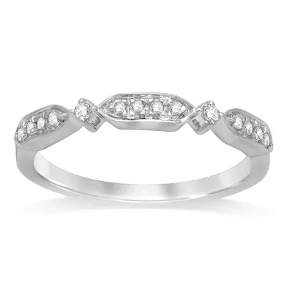 Womens 1/10 CT. T.W. Genuine White Diamond 10K Gold Band