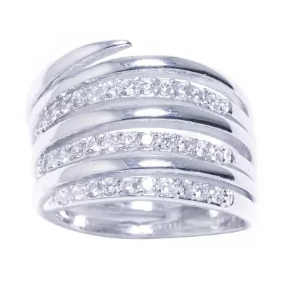 Sparkle Allure Womens Cubic Zirconia Pure Silver Over Brass Band