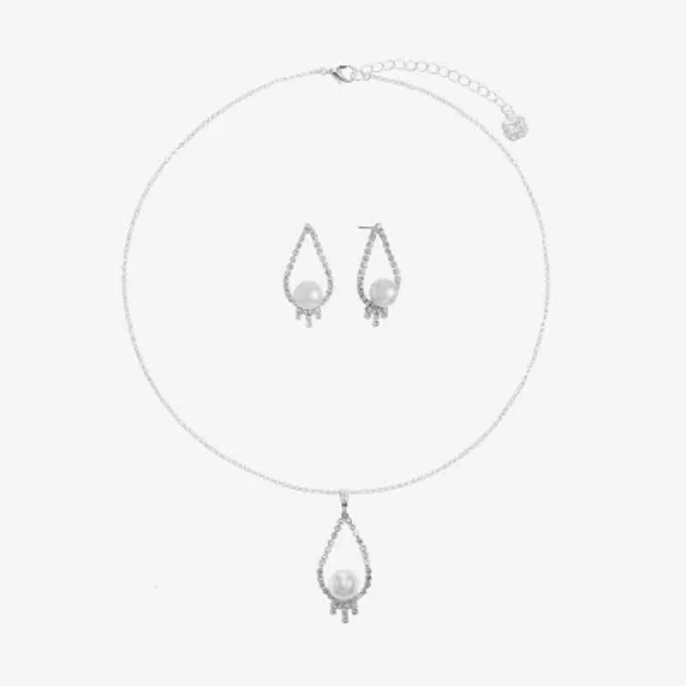 Monet Jewelry Timeless Pendant Necklace And Drop Earring Womens Simulated Pearl 2-pc. Jewelry Set