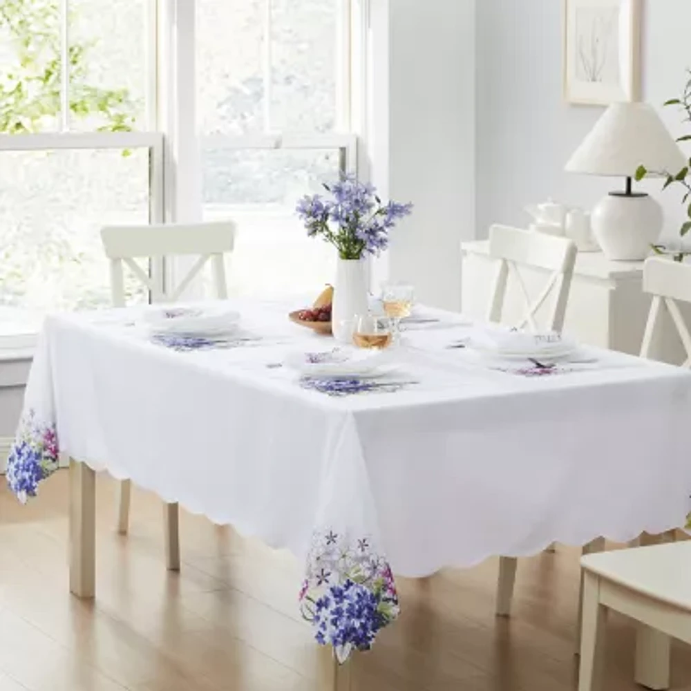 Elrene Home Fashions Spring Hydrangea Floral Cutwork Tablecloth
