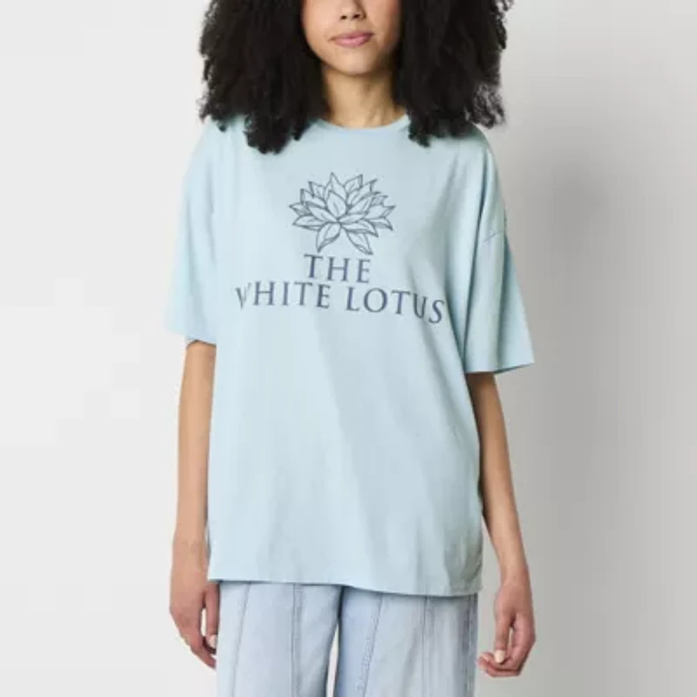 The White Lotus Hotel Oversized Tee Womens Crew Neck Short Sleeve Juniors Graphic T-Shirt