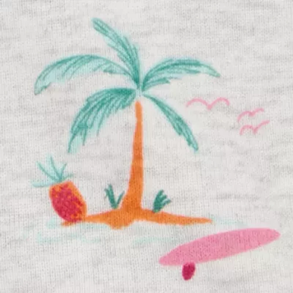 Carter's Baby Girls Rib Crew Neck Short Sleeve 4-pc. Pajama Sets