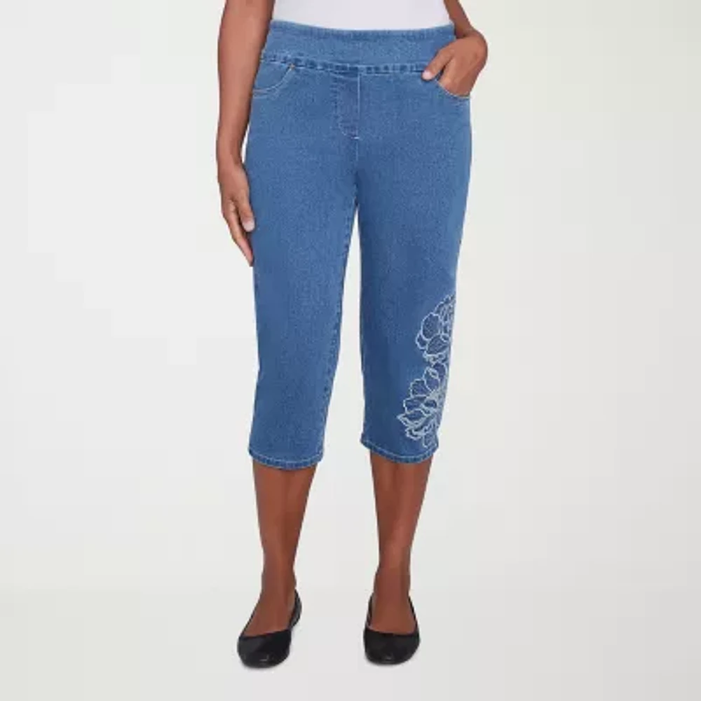 Alfred Dunner Free Spirit Womens Straight Mid Rise Capri Pant